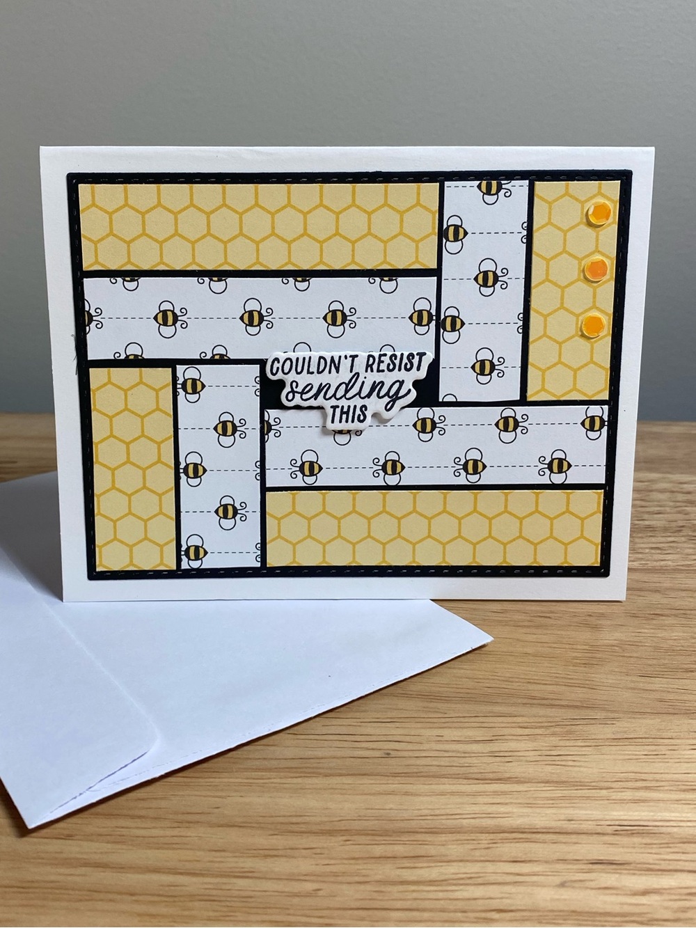 Couldn’t Resist Sending This Bee Greeting Card – Handmade A2 Card Any Occasion